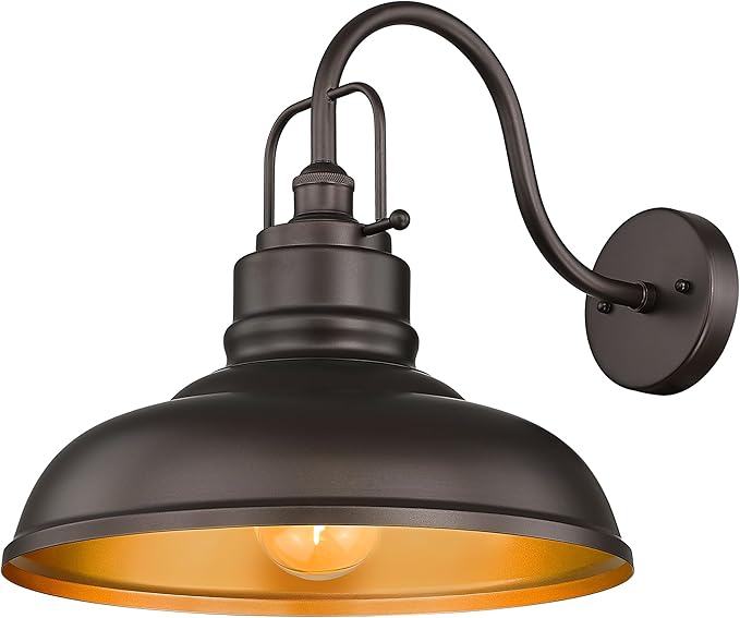 zeyu 18 Inch Gooseneck Barn Light, Farmhouse Outdoor Sconces Wall Lighting, Outdoor Barn Light for Garden Garage, Oil Rubbed Bronze Finish, 016-1BL ORB-Ruum Studio Home
