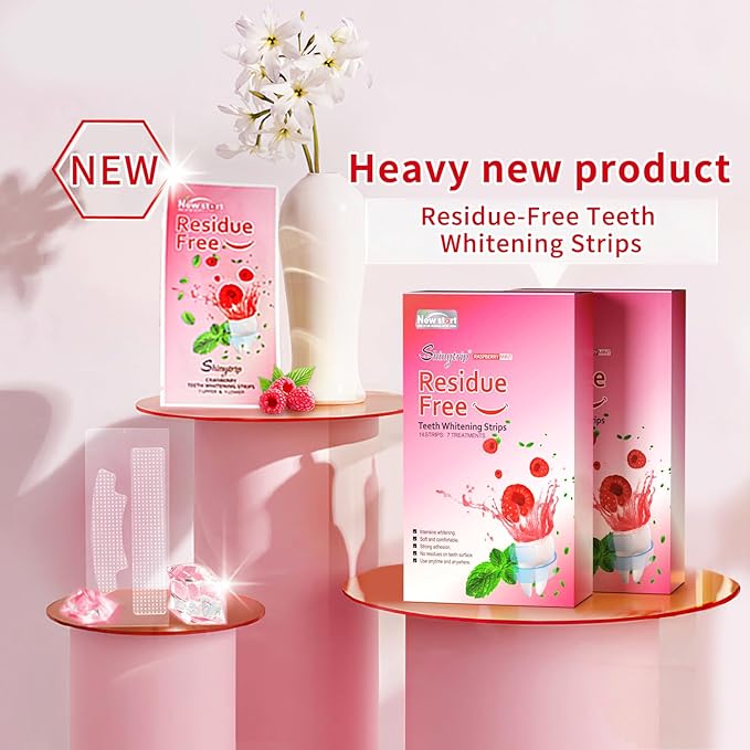 Teeth Whitening Strips for Sensitive Teeth - Results in 7 Days, Rave Reviews, Professional, 7 Non-Slip Strips Whitestrip Stains Remover for Coffee, Wine, Tobacco, Smoking-Ruum Studio Home