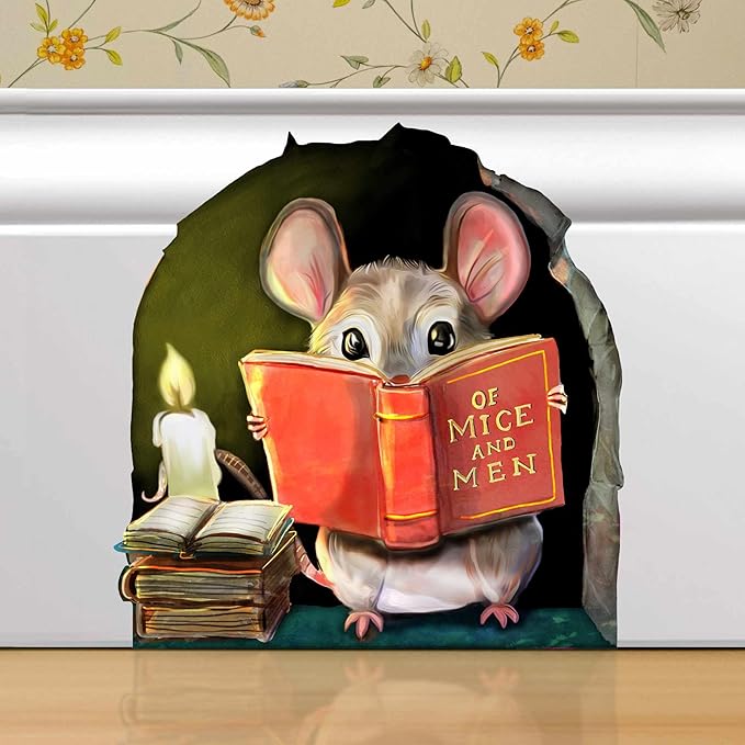 Mouse Reading Book Wall Sticker Decal – Kids Room, Classroom, Home Decor, Bookcase, Book Lover Gift, Children's Bedroom, Nursery, Cute Mouse, MICESTERPIECE-Ruum Studio Home