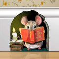 Mouse Reading Book Wall Sticker Decal – Kids Room, Classroom, Home Decor, Bookcase, Book Lover Gift, Children's Bedroom, Nursery, Cute Mouse, MICESTERPIECE-Ruum Studio Home