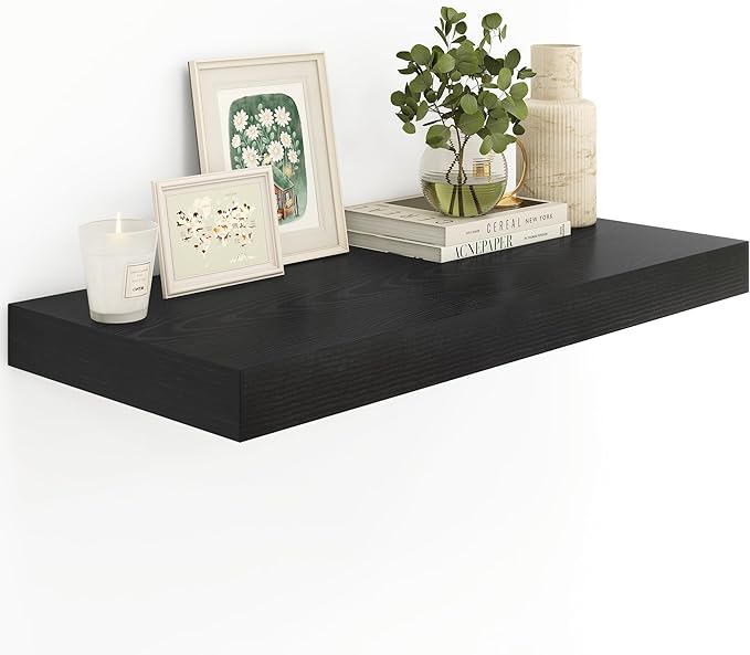 Heimlove 12" Deep Floating Shelves Black,Over Toilet Long Wall Mounted Modern Farmhouse 36 inches,Wall Shelves with Invisible Brackets for Bedroom, Bathroom, Living Room, Kitchen, Set of 1-Ruum Studio Home