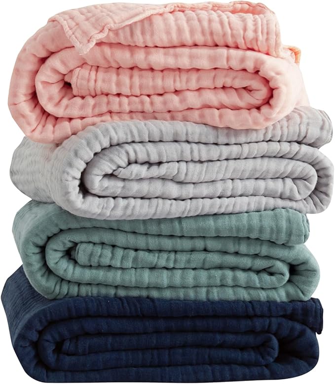 EMME Cotton Throw Blanket for Couch Soft Muslin Blankets 50"x60" Lightweight Breathable Blanket All Season Gauze Blanket, Light Grey-Ruum Studio Home