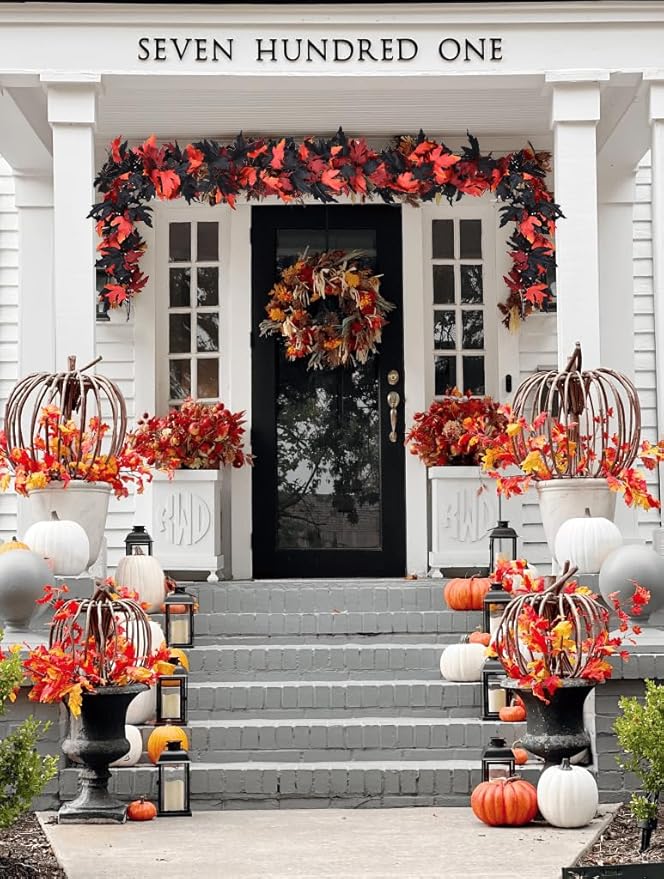 Lvydec 2 Pack Halloween Fall Maple Garland - 5.9ft/Piece Artificial Hanging Fall Leave Vines Garland Autumn Decor for Thanksgiving Home Wedding Party-Ruum Studio Home