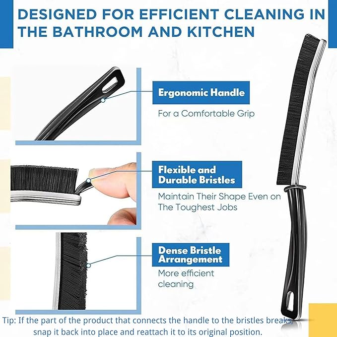 3Pcs Crevice Cleaning Brush Tool, Grout Brush Cleaning Supplies, Home Essentials, Bathroom Cleaning Brush Multifunctional Gap Scrub Hard Bristle Crevice Cleaning Brushes for Household Use-Ruum Studio Home