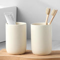 Beige Toothbrush Holders for Bathrooms - 2 Cups Ceramic Toothbrush Toothpaste Holders Set, Beige Bathroom Tumbler Cups Reusable Toothbrush Mouthwash Cup, Bathroom Counter Organizer-Ruum Studio Home