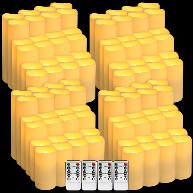 96-Pack LED Flameless Candles with Remote Control - Perfect for Home, Parties, and Special Occasions - Create a Magical Ambiance Effortlessly(Three Sizes)-Ruum Studio Home