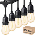 Svater Outdoor Led String Lights 25 FT, Patio Lights for Outside with 9pcs S14 Shatterproof Bulbs, 1 Watt E26 Dimmable, IP65 Waterproof, Commercial Grade Bistro Light 2700K Warm White-Ruum Studio Home