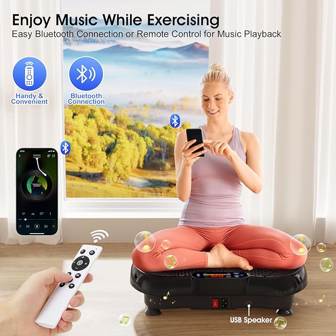 Vibration Plate Exercise Machine, 180 Speed Levels Vibration Plate for Lymphatic Drainage, Whole Body Workout Vibrating Fitness Platform, Effective for Weight Loss, Shaping, Toning & Wellness-Ruum Studio Home