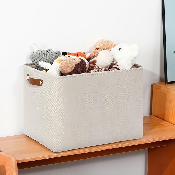DULLEMELO Large Storage Baskets, Fabric Storage Bins for Organizing Clothes, Large Storage Bins with Handles for Shelves Closet Organizers, Fabric Storage Baskets for Toy Organizers(Beige)-Ruum Studio Home
