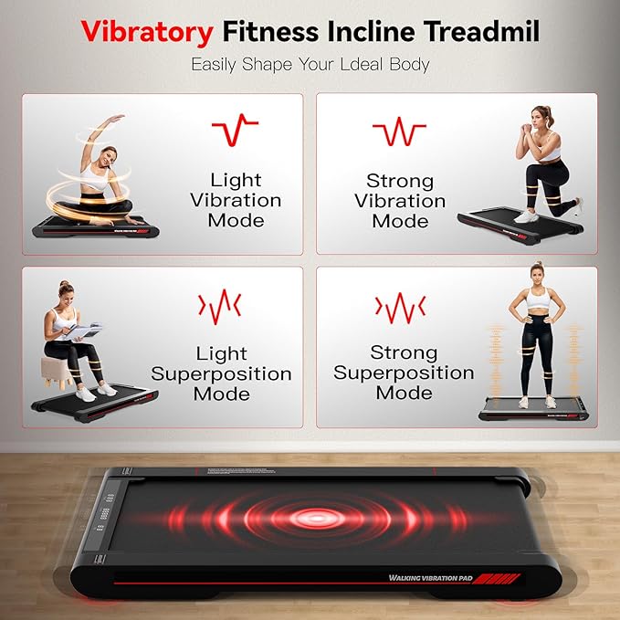 Walking Vibration Pad,Under Desk Treadmills for Home,4 in 1 Vibration Plate Exercise Machine,Portable Walking Pad with APP,350 Lb Capacity Multifunctional Treadmill Pro Max-Ruum Studio Home