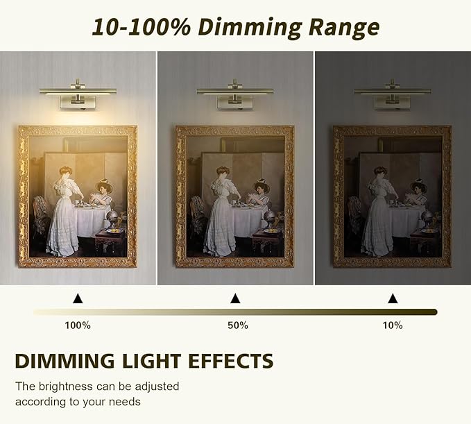 Wireless Picture Lights Rechargeable Gallery Lighting Battery Picture Frame Light with Remote and Timer, Adjustable Art Light for Paintings, Portraits, Antique Bronze Finish 12'' Inch 2W 2700K-Ruum Studio Home