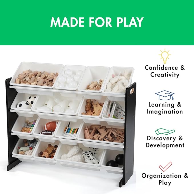 Humble Crew Supersized Toy Storage Organizer with 16 Removable Bins, Espresso/White – Large Toy Storage for Toddlers Ideal for Kids' Rooms, Playrooms, and Nurseries - Modern Toy Bins for Kids-Ruum Studio Home