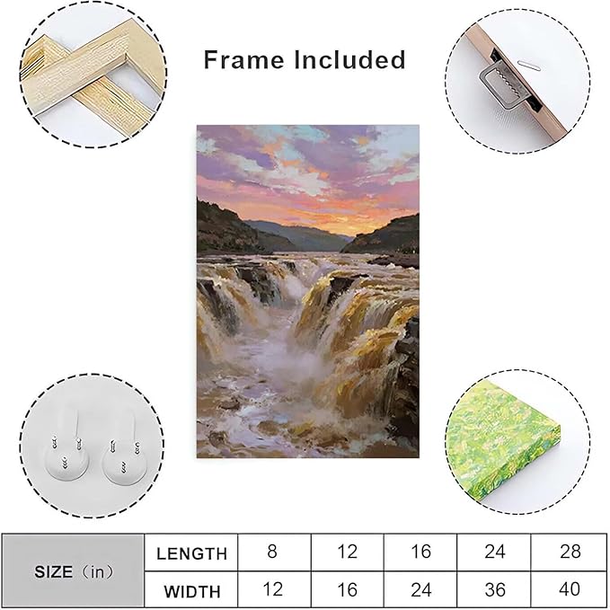 The surging waterfall scenery in the canyon is suitable for posting in the living room bedroom and office landscape posters-Ruum Studio Home