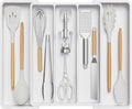 Lifewit Utensil Organizer for Kitchen Drawers, Expandable from 13‘’ to 22.4'', 15'' Depth, Plastic Cutlery Silverware Flatware Holder, Spatula Tools and Gadgets Storage, Large, White-Ruum Studio Home