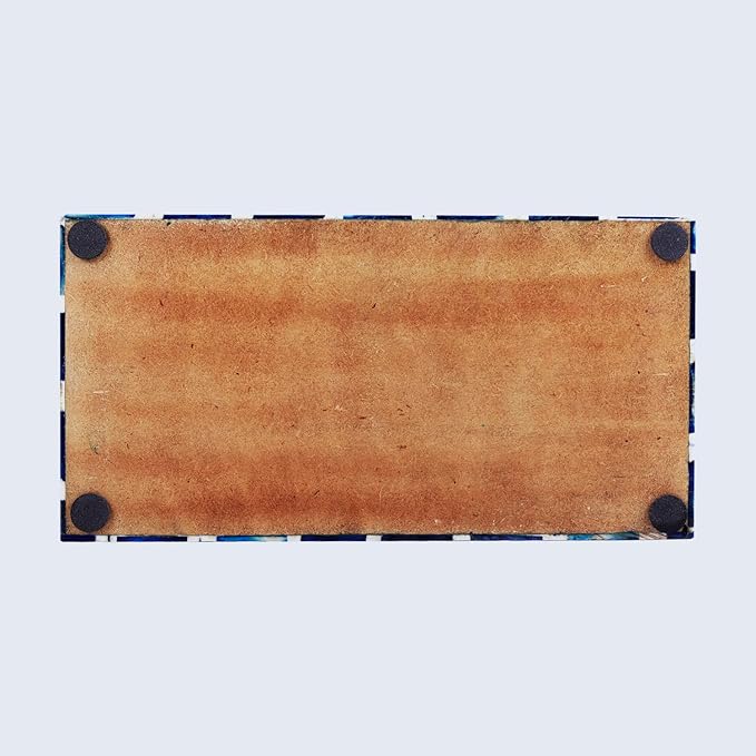 Handicrafts Home Handmade Moroccan Pattern Inspired Decorative Box - Large Storage Organizer for Neck Chains, Watches, Memory Keepsakes - Boho Style Treasure Box, Multipurpose Gift - Blue, 10x5x5-Ruum Studio Home