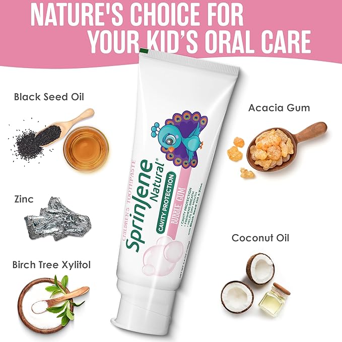 SprinJene Natural Kids Toothpaste, Bubblegum | Natural Children’s Toothpaste for Cavity Protection | Fluoride Toothpaste for Toddlers | 1 Pack-Ruum Studio Home