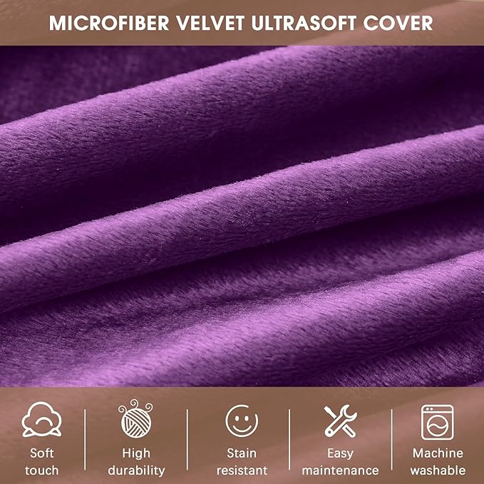Bean Bag Chairs for Kids - Memory Foam Furniture BeanBag Chair - Kids/Teens Sofa with Soft Micro Fiber Cover - Round Fluffy Couch for Living Room Bedroom College Dorm - 2.5 ft, Purple-Ruum Studio Home