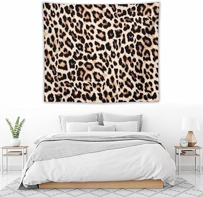 HZOHNAGO Leopard Print Tapestry Rustic Brown Leopard Wild Animal Printed Wall Tapestry Painting Wall Hanging for Bedroom Living Room Dorm 60" W x 50" H-Ruum Studio Home