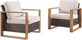 Wicker Outdoor Patio Chairs Set of 2, Rattan Patio Furniture Chairs with Sturdy Frame,All-Weather PE Wicker,Wide Armrest,Deep Seating and Thick Cushions for Deck Porch Garden(Brown/Beige)-Ruum Studio Home
