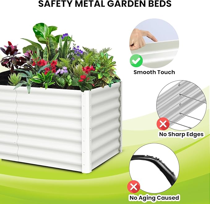 Large Outdoor Planter Boxes Kit Set of 2,6x3x2ft Galvanized Raised Bed Planter with Open-Ended Base Design, Elevated for Outdoor Plants, Durable Raised Bed for Gardening,Green-Ruum Studio Home