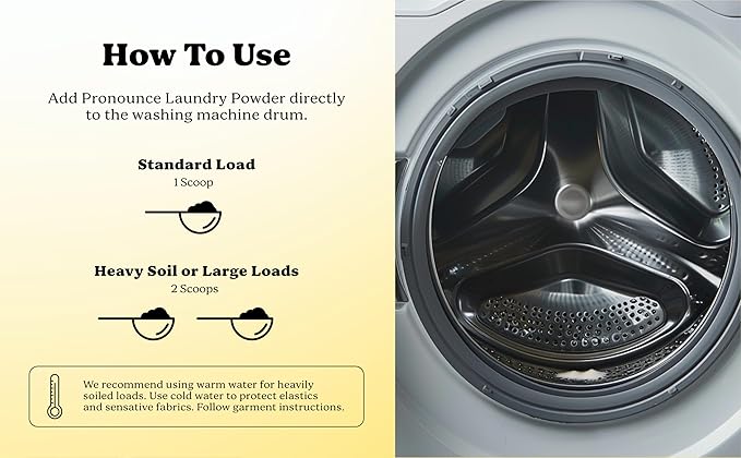 Pronounce Laundry Detergent Powder Alternative | Earth-Derived Ingredients, Eco-Friendly, Safer for Sensitive Skin, Eczema, and Babies. Stain + Smell Fighting. HE Safe (Lemon, 120 Loads).-Ruum Studio Home