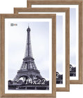VCK 14x22 Picture Frame 3 Pack - Brown Walnut, Natural Textured Solid Wood Frame, Wall Gallery Frame-Ruum Studio Home