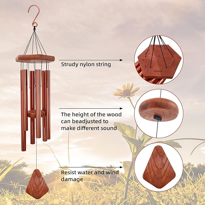 Wind Chimes for Outside, Wind Chimes Outdoor, Windchimes with 6 Tubes for Wedding,Mother's Day and Other Holidy Gifts-Ruum Studio Home