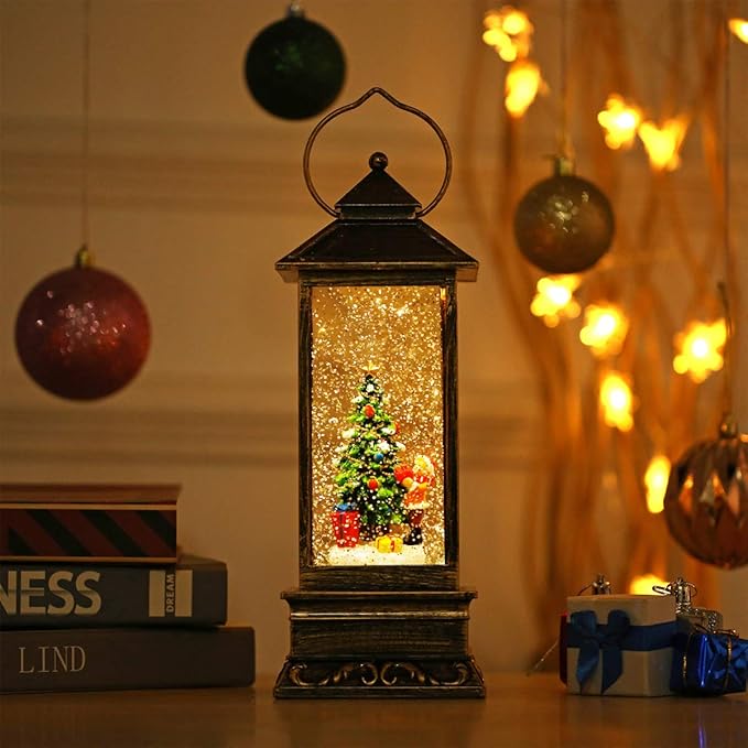 House & Garden Decoration,Christmas Lantern with 8 Pieces of Music,Sparkling Crystal Keep Circling Around The Snowman Families Music Box as a (Christmas Tree)-Ruum Studio Home