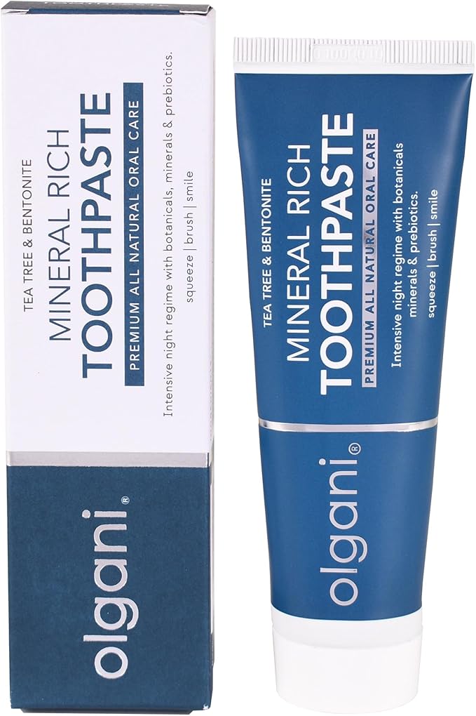 | Mineral Rich Toothpaste | Remineralizing Night-Time Formula with Bentonite Clay | Flouride-Free | Coconut Oil | Tea Tree & Peppermint | Safe for Kids | 2.53 Fl.Oz-Ruum Studio Home