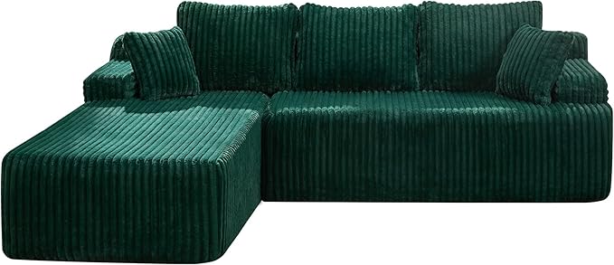 Hobestluk Modular Sectional Sofa Couches 108" L-Shape Couch 3 Seat Modular Sofa Memory Foam Sectional Couches for Living Room, Boneless Couch with Oversized Chaise (Green, Left Facing)-Ruum Studio Home