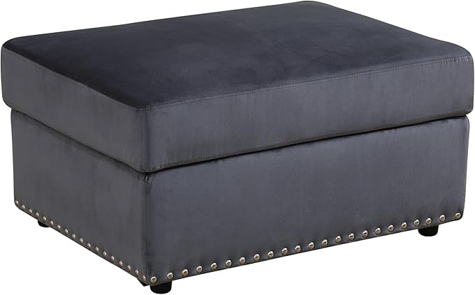 Ottoman Rectangular Storage Ottoman Bench, Flannel Footrest Stool Footstool with Lid for Living Room, Bedroom, Entryway, Brown, 33.5"x25.5"x18"-Ruum Studio Home