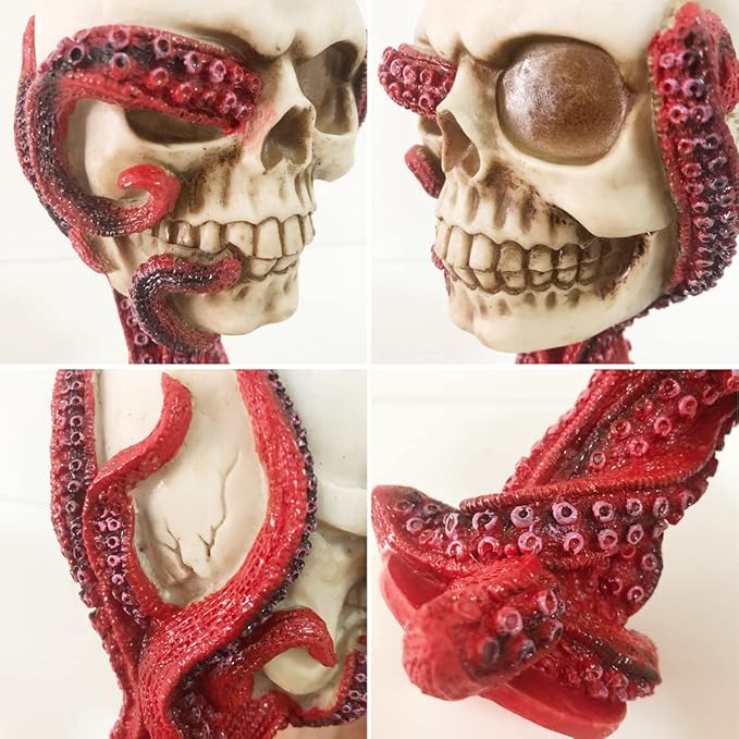 Skull Goblet Chalice Wine Cups Medieval Chalice Skull Cup Stainless Steel 3D Whisky Shot Glasses Realistic Resin Octopus Tentacle Beverage Halloween Drinking Cup Novelty-Ruum Studio Home