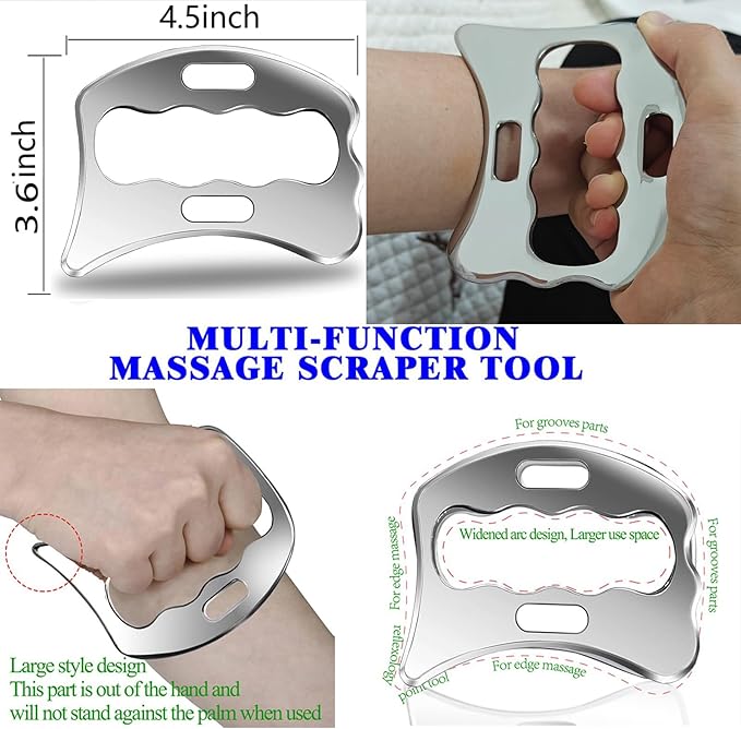 Stainless Steel Muscle Scraper Tool Set, 4-Piece Professional Scraping Tool Physical Therapy Kit with Carrying Case-Ruum Studio Home