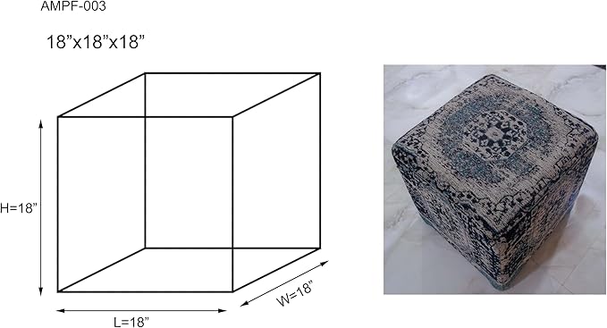 Mark&Day Pouf Ottoman, Kaltenleutgeben Traditional Teal Cube Pouf Foot Rest for Living Room, Bedroom and Boho Home Decor (18"x18"x18")-Ruum Studio Home