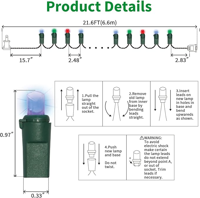 100 Count Multicolor- String Lights - 21.6FT LED Christmas Lights, Mini led Lights for Indoor Outdoor Home Holiday Party Wedding Independence Day Decoration-Ruum Studio Home