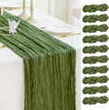 Sioloc 10 Pack Moss Green Cheesecloth Table Runner Fall Autumn Decor for Home 10ft Table Cloth for Tea Wedding Birthday Party Baby Bridal Shower Halloween Thanksgiving-Ruum Studio Home