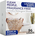 The Clean People Fragrance Free Laundry Detergent Sheets - Laundry Soap - Ultra Concentrated, Recyclable Packaging, Stain Fighting - Fragrance Free, 96 Pack-Ruum Studio Home