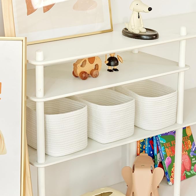 Small Cotton Rope Storage Basket Set of 3-11"x7"x7" Perfect Woven Baskets for Storage, Ideal Storage Baskets for Organizing Toys, Towels, and More - Baskets for Shelves and Home Decor（White）-Ruum Studio Home