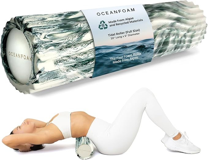 Oceanfoam Tidal Roller - Hunter Marbled - Muscle Massage Foam Roller for Back Pain & Stretching - Firm and Ergonomic Wide Wave Textured - Yoga, Athletics, & Wellness - Full Size, 20" x 5"-Ruum Studio Home