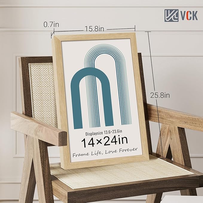 VCK 14x24 Oak Wood Frame for Picture, Natural Solid Wood Photo Frames 3 Pack, Wall Gallery Frame-Ruum Studio Home
