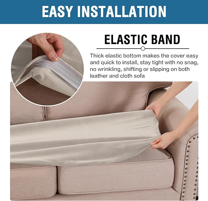 H.VERSAILTEX Velvet Stretch Individual Couch Cushion Cover Plush Cushion Slipcover for Loveseat Sofa Cushion Furniture Protector Seat Cushion Sofa Cover (1 Piece Sofa Cushion Cover, French Oak)-Ruum Studio Home