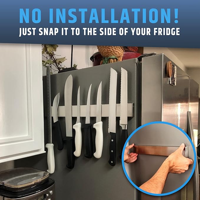 Premium Magnetic Knife Holder for Refrigerator that Doesn't Slide – 17 Inch Professional Double Sided Knife Strip for Fridge - Knife Rack/Knife Bar With Powerful Magnetic Pull Force (Upgraded Version)-Ruum Studio Home