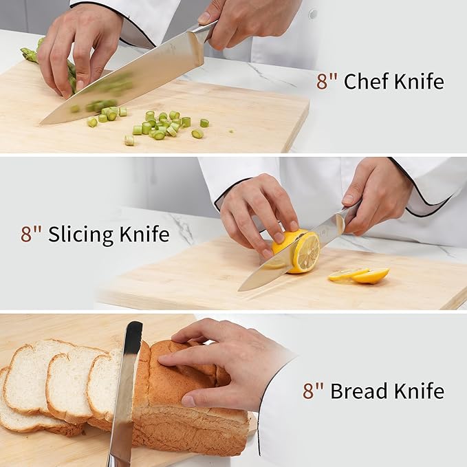 ZHANG XIAO QUAN SINCE 1628 15Pcs Knife Block Set,kitchen knife set with Built-in Sharpener Razor-Sharp High Carbon Stainless Steel Dishwasher Safe(Silver)-Ruum Studio Home