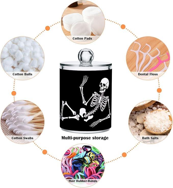 Halloween Skull 2PC Airtight Transparent Glass Storage Jar, Food Storage Container Glass, Can Store Candy, Salt, Coffee Beans, With lid, Easy To Use…-Ruum Studio Home
