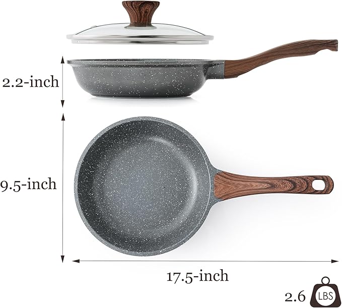 SENSARTE Nonstick Frying Pan Skillet with Lid, Omelet Pan with Cover, Healthy Egg Pan Chef's Pan, Kitchen Cooking Pan, Free of Intentionally Added PFOA (9.5inch + Glass Lid)-Ruum Studio Home