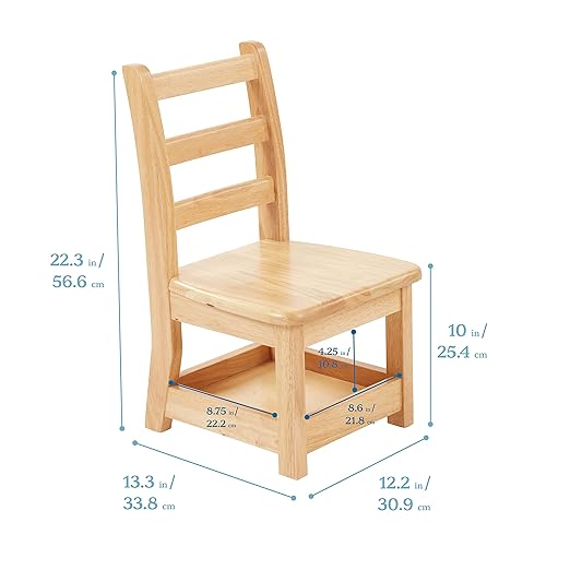 ECR4Kids Three Rung Ladderback Chair with Storage, 10in Seat Height , Classroom Seating, Honey, 2-Pack-Ruum Studio Home