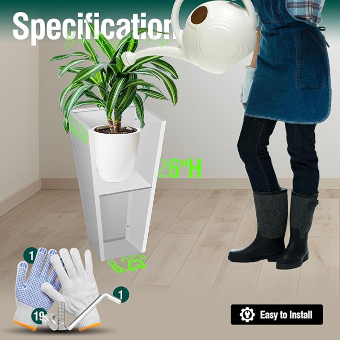 Tall Tapered Planter Taper Metal Modern Flower Plant Pot White Square Galvanized Steel Planter 26 In Indoor Outdoor for Front Porch Garden Patio Grande Plant Tree Commercial Residential Heavy Duty-Ruum Studio Home