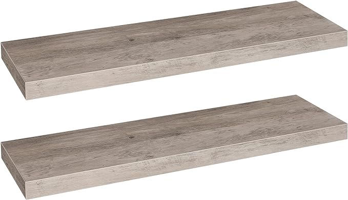 HOOBRO Floating Shelves for Wall, Wall Mounted Shelf Set of 2, 31.5" Hanging Shelf with Invisible Brackets, for Wall in Bathroom, Bedroom, Toilet, Kitchen, Living Room, Office, Greige BG80BJP201-Ruum Studio Home