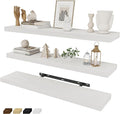 Fun Memories 32 Inch Floating Shelves Wall Shelf Set of 3, White Bathroom Shelves 32 Inch, Farmhouse Home Decor Living Room, Kitchen White Shelves for Wall, 32 x 6.7 x 1.4 Inch-Ruum Studio Home