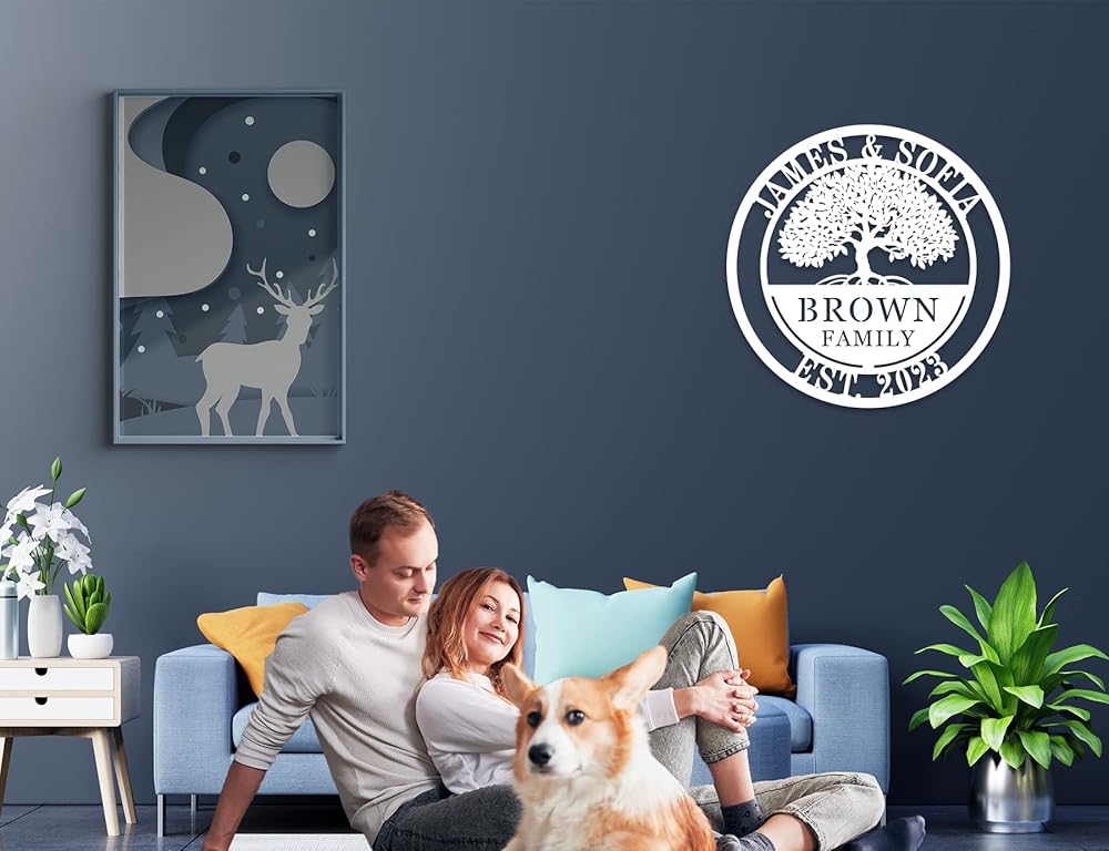 Custom Tree of Life with Roots Family Name Sign, Personalized Metal Sign-Ruum Studio Home